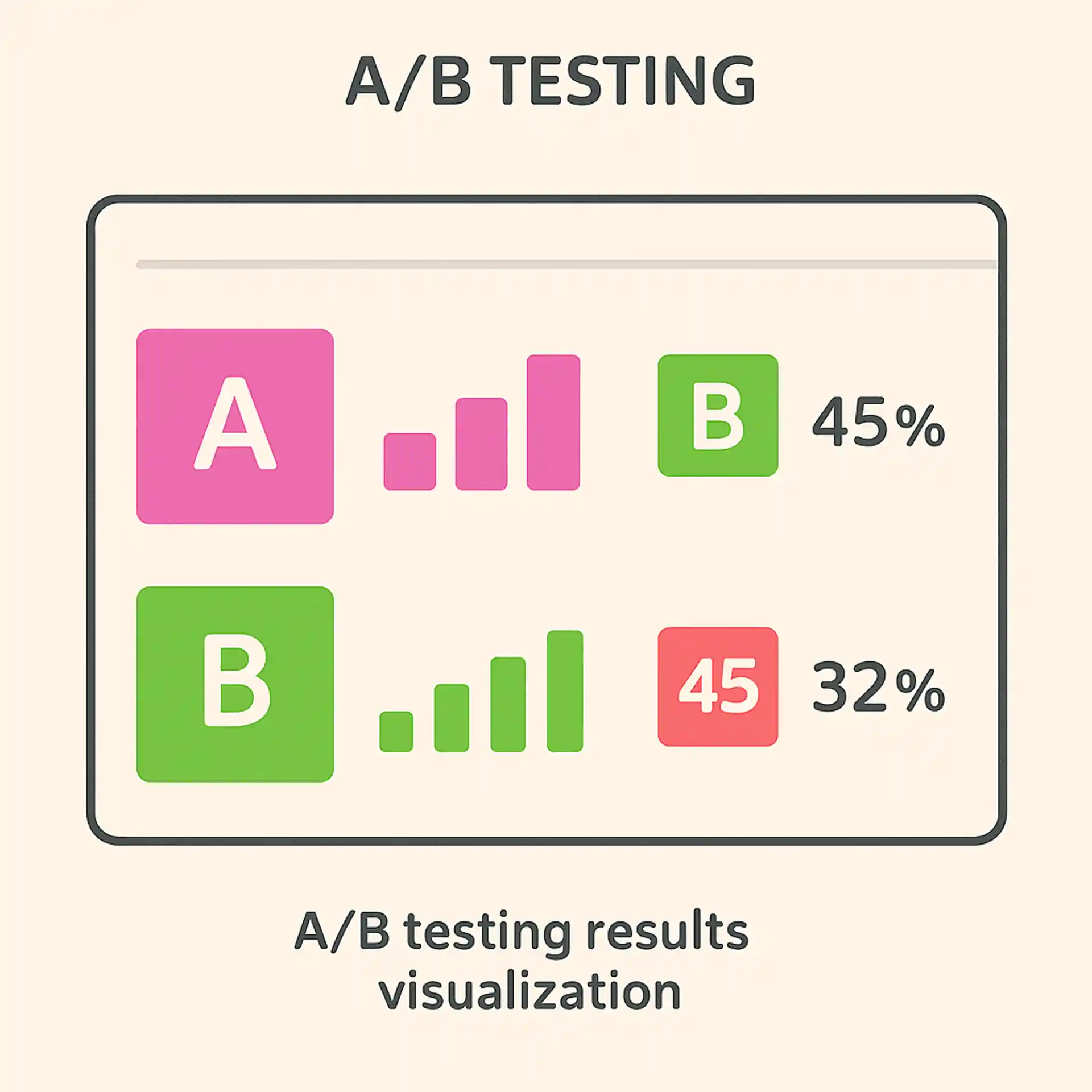 A/B testing dashboard showing comparison metrics between two design variants.